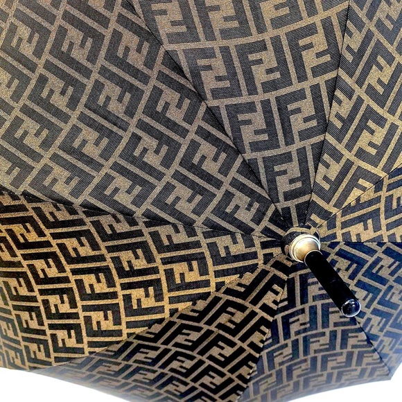 Rare FENDI Zucca Umbrella Special Edition W/Exclusive Roma 1925 Webbing Monogram - Picture 4 of 16